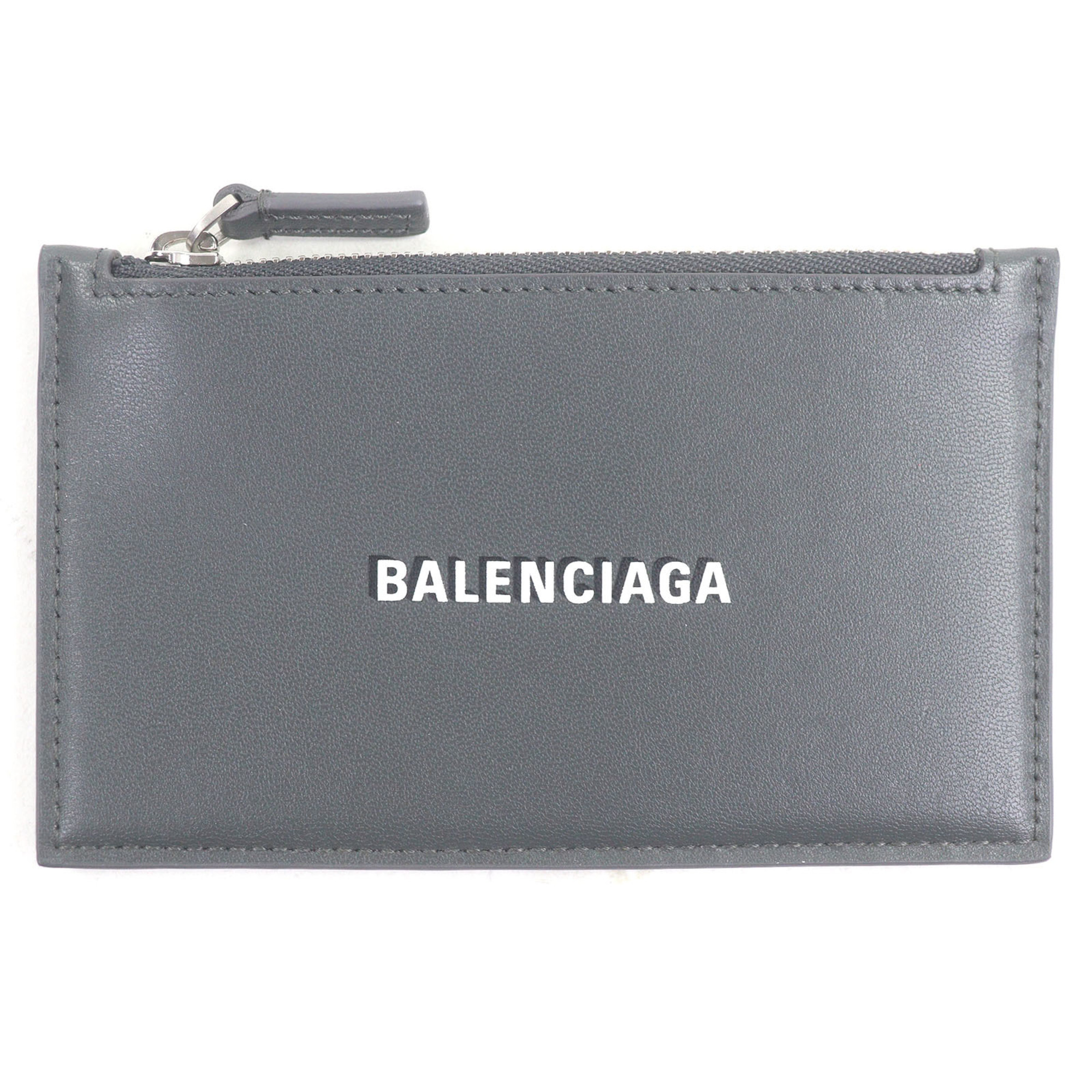 Balenciaga 594311 Logo Leather Zip Fragment Case Business Card Holder/Card Gr...